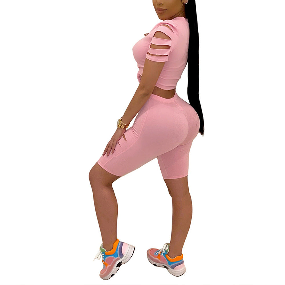 Conjunto Esportivo Casual Fashion com Detalhes Desfiados para Mulheres - O Retalho