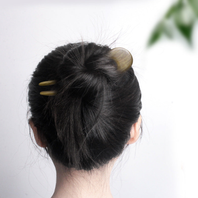 Green Ebony U-shaped Hairpin Ancient Style Modern Simple Hairstyle - O Retalho