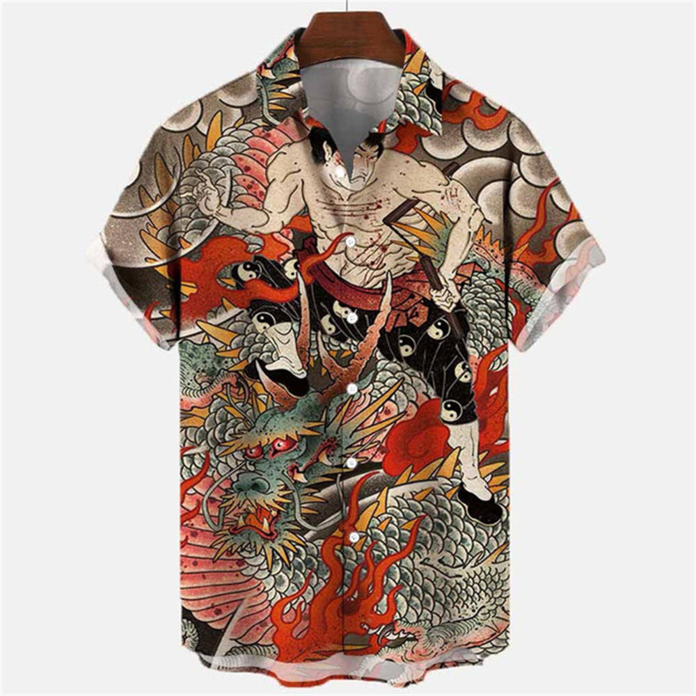 🌑Camisa Havaiana Animal Retro Mito 3D - O Retalho