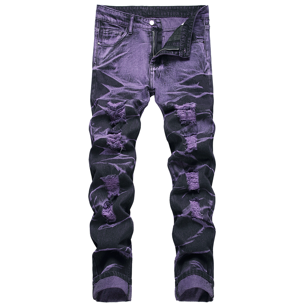 Calça Jeans Street Fashion Roxa e Preta - Estilo Ousado - O Retalho
