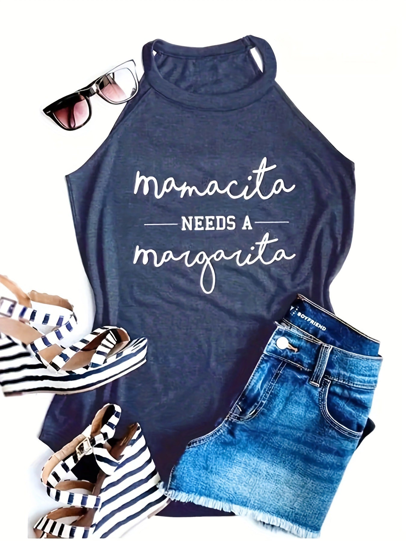 Camiseta Feminina de Colete Sem Mangas Estampada - O Retalho