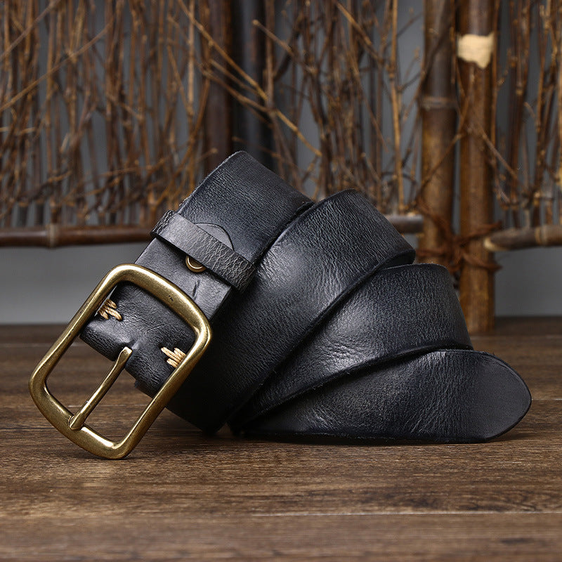 Cinto masculino de couro vintage envelhecido - O Retalho