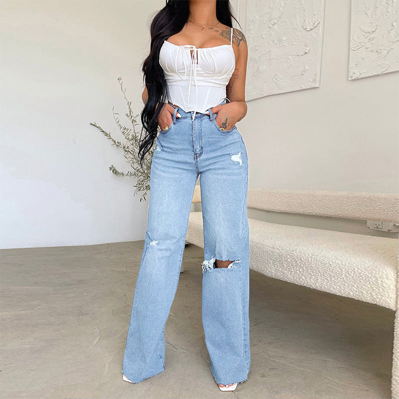 Calças jeans Casuais rasgadas - O Retalho