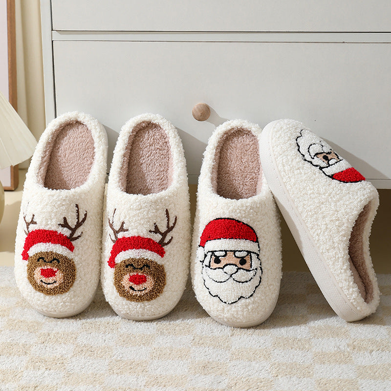 chinelos de algodão para mulheres e homens casais de inverno e quente, sapatos peludos - O Retalho