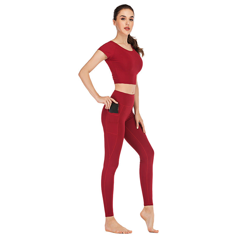 Conjunto de Roupas de Yoga com Bolsos para Mulheres - Tecido Lycra para Máximo Conforto - O Retalho