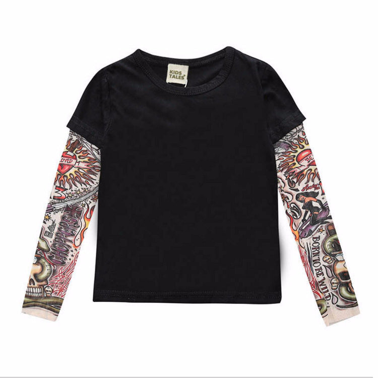 Tattoo long sleeve stitching top - O Retalho