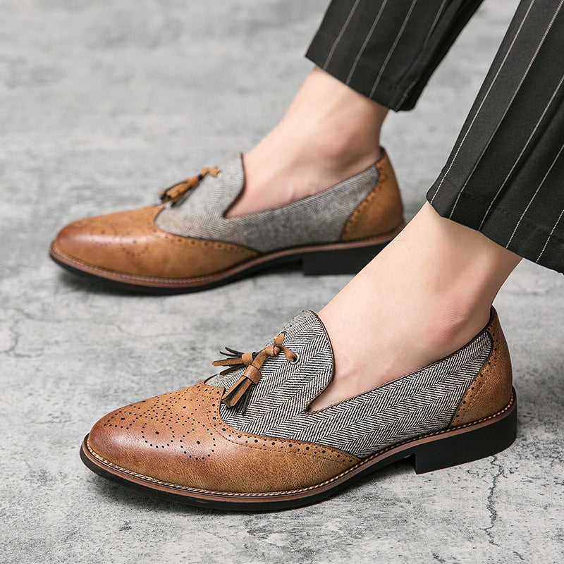 Sapatos casuais britânicos versáteis de couro para homens - O Retalho