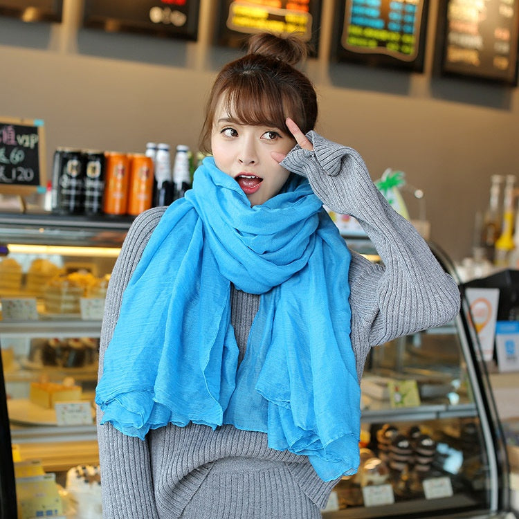 Cotton And Linen Scarf Ethnic Style Autumn And Winter Cotton And Linen Scarf Shawl Dual-use Monochrome - O Retalho