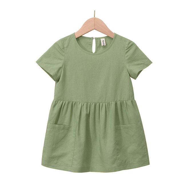 Vestido para meninas com design top e bolsos - O Retalho