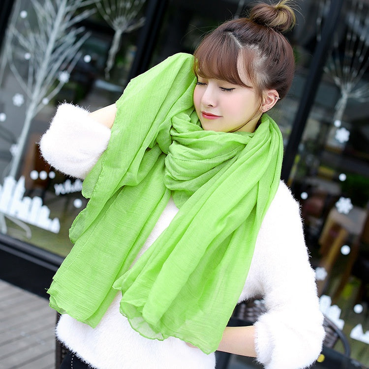 Cotton And Linen Scarf Ethnic Style Autumn And Winter Cotton And Linen Scarf Shawl Dual-use Monochrome - O Retalho