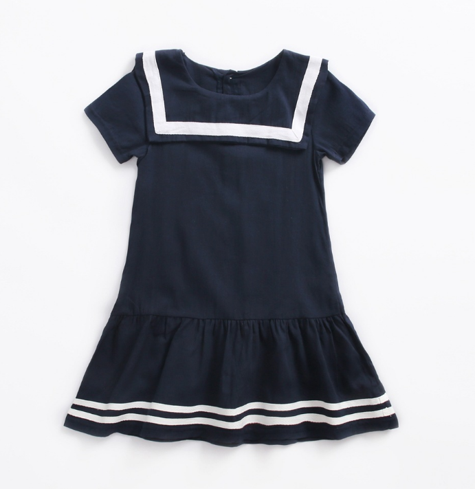 Vestido elegante para meninas com detalhes de cor branca - O Retalho