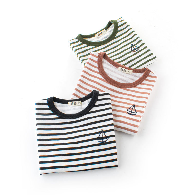 Camiseta infantil de listrada e algodão - O Retalho