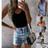 Crop top sem mangas com decote em V com listra afundada - O Retalho