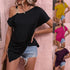 Blusa de Verão, Design Irregular, Tops Shirt. - O Retalho