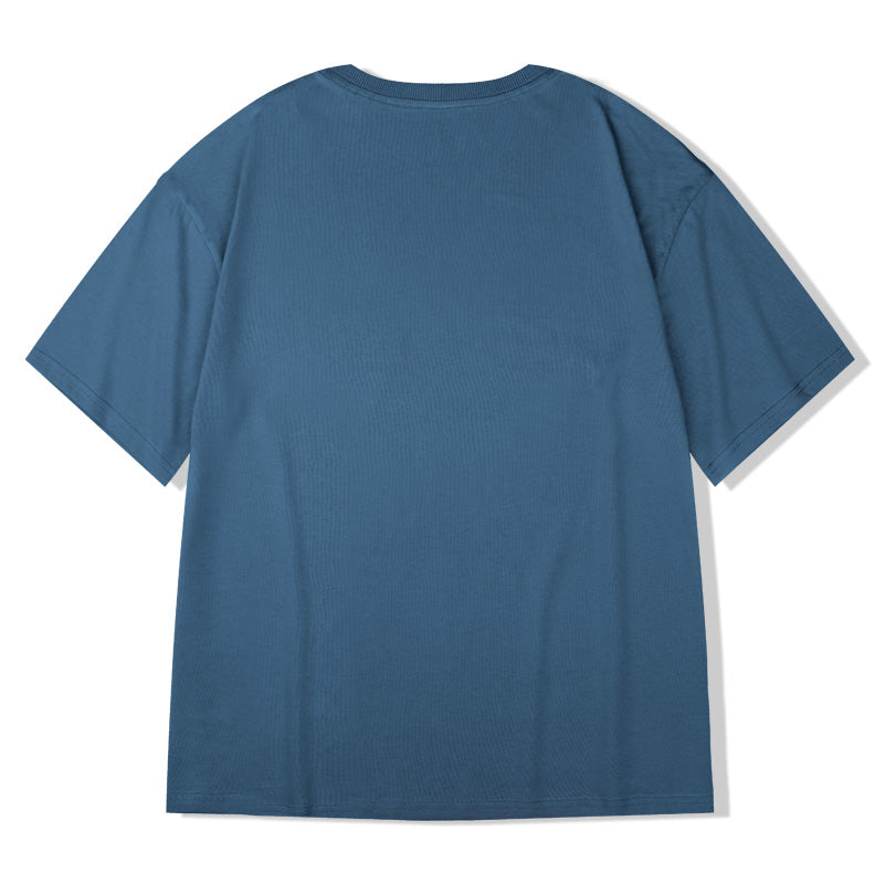 T-shirt de Algodão Manga solta curta de cor sólida - O Retalho