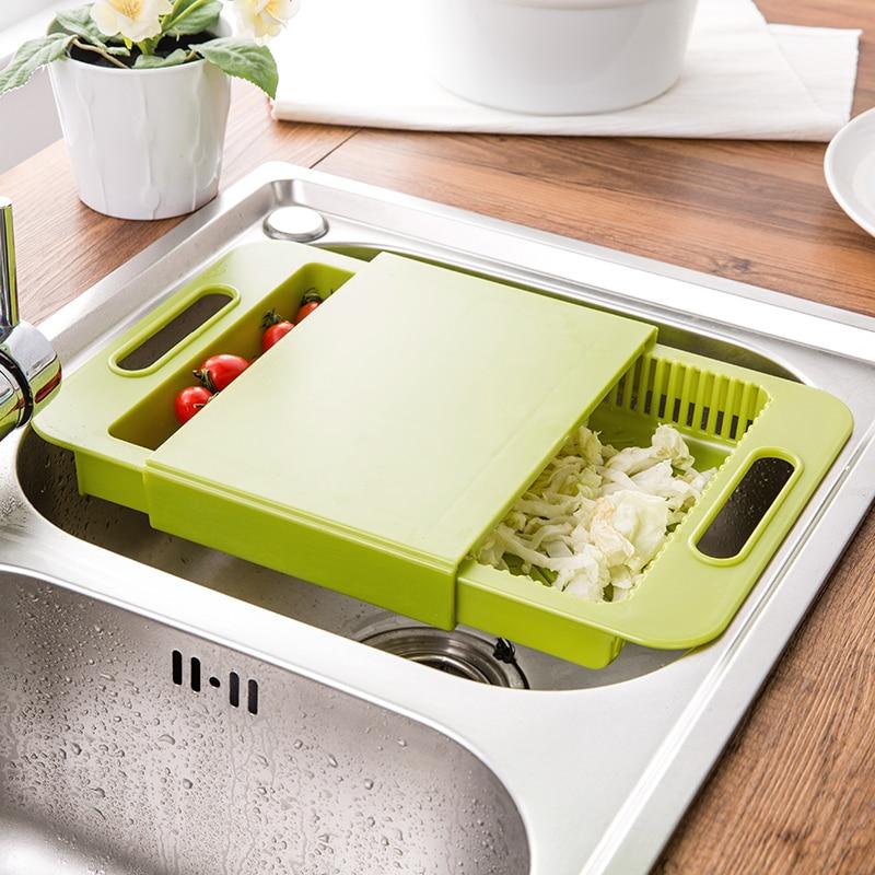 Tábua de Cortar Multifuncional com Cesta de Drenagem para Cozinha - Prática e Versátil - O Retalho