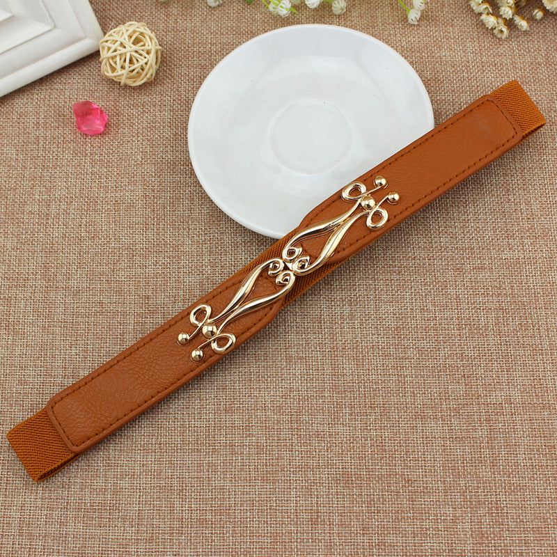 Spring And Summer Women's Thin Dress A Pair Of Buckles Elastic Waist Seal - O Retalho