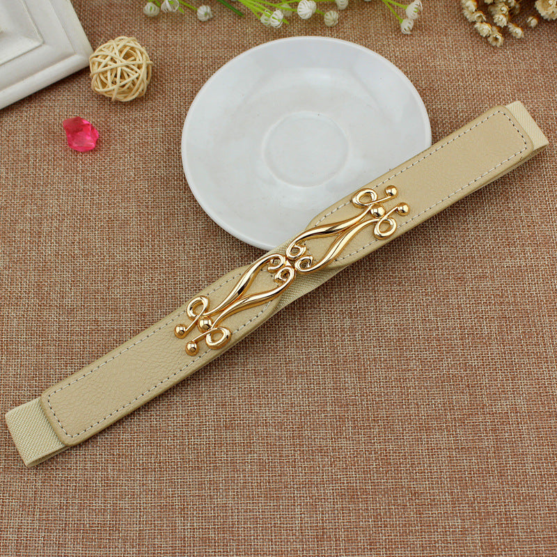 Spring And Summer Women's Thin Dress A Pair Of Buckles Elastic Waist Seal - O Retalho