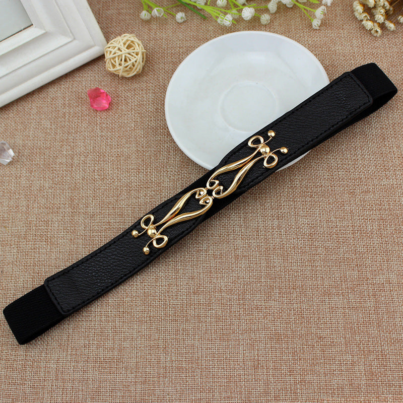 Spring And Summer Women's Thin Dress A Pair Of Buckles Elastic Waist Seal - O Retalho
