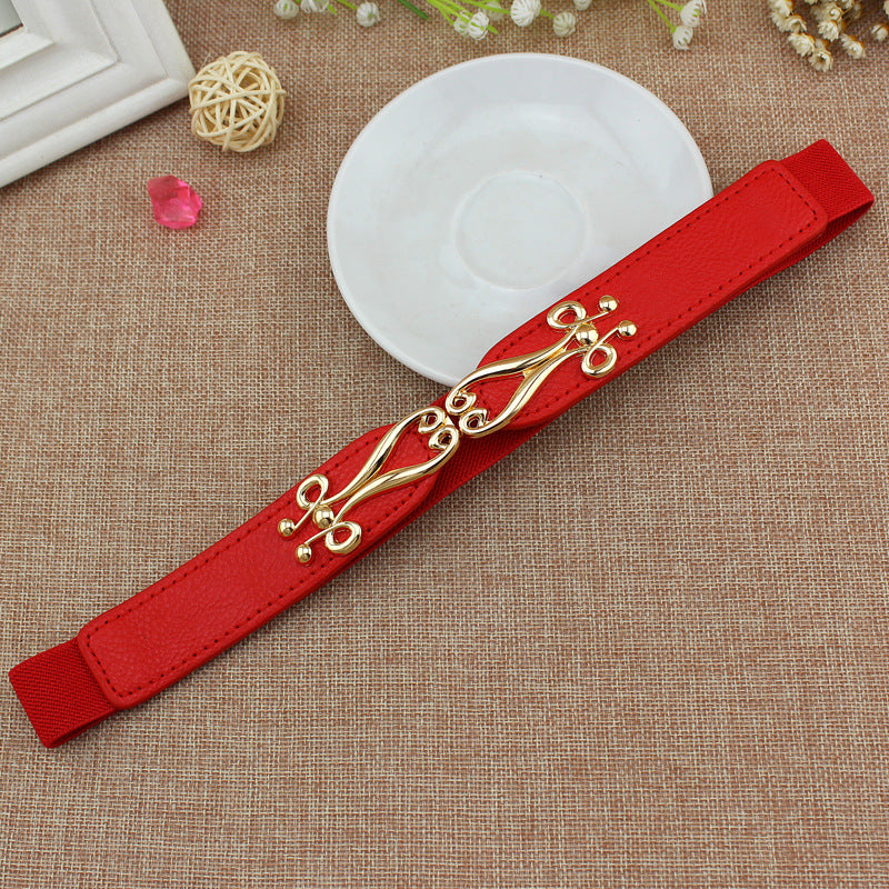 Spring And Summer Women's Thin Dress A Pair Of Buckles Elastic Waist Seal - O Retalho