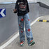 Spring And Autumn Embroidered Korean-style Slim-fit Stretch Jeans - O Retalho