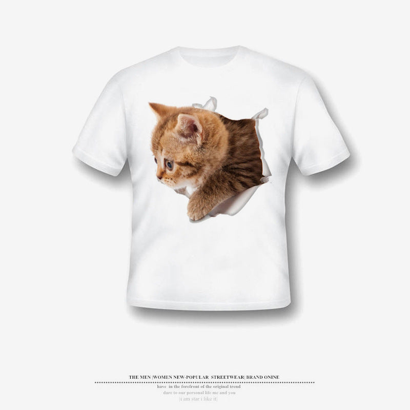 🐯Camiseta para meninos com Estampa de 3D Gato - O Retalho