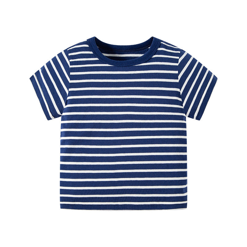 Camiseta listrada de manga curta casuais para menino - O Retalho