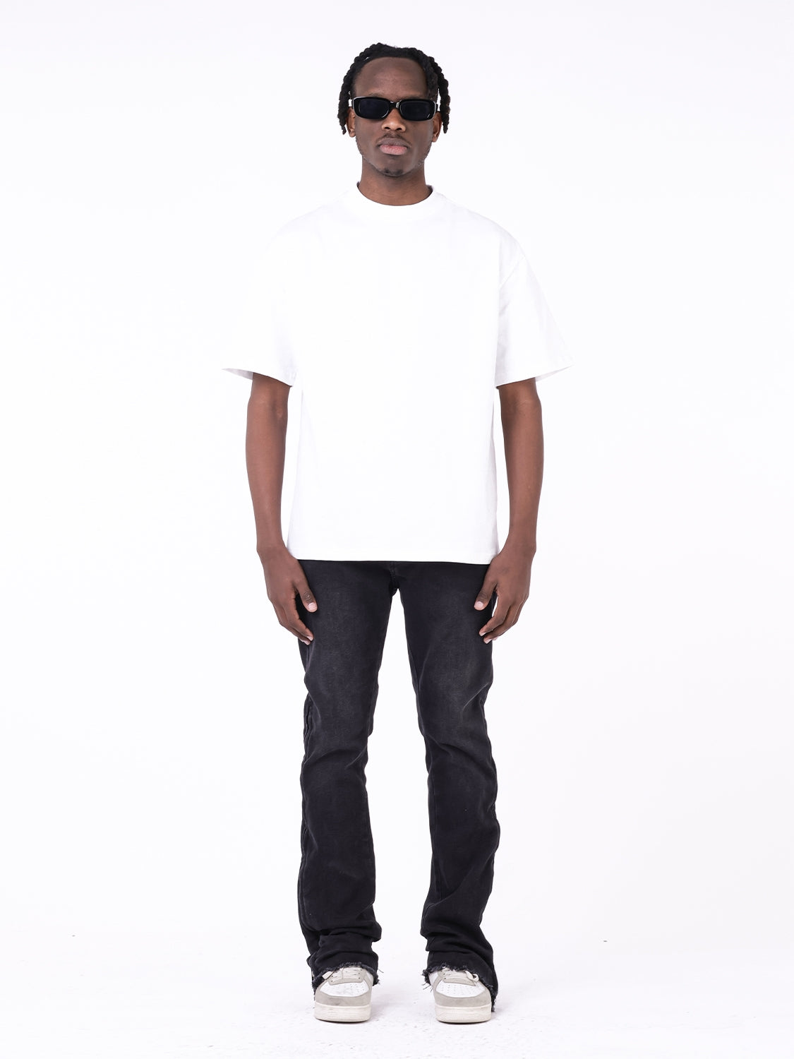 Calças Jeans com Design de Zíper na Lateral e Borda Crua Retilínea - O Retalho