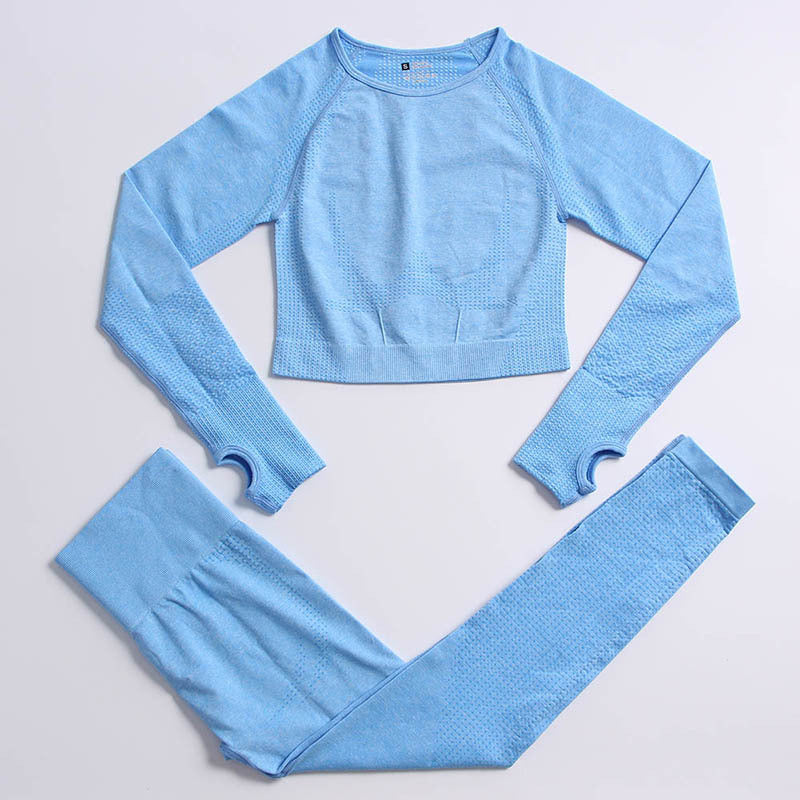 Conjunto de Roupas de Yoga Fitness - Elegância Sem Costuras para Mulheres Ativas - O Retalho