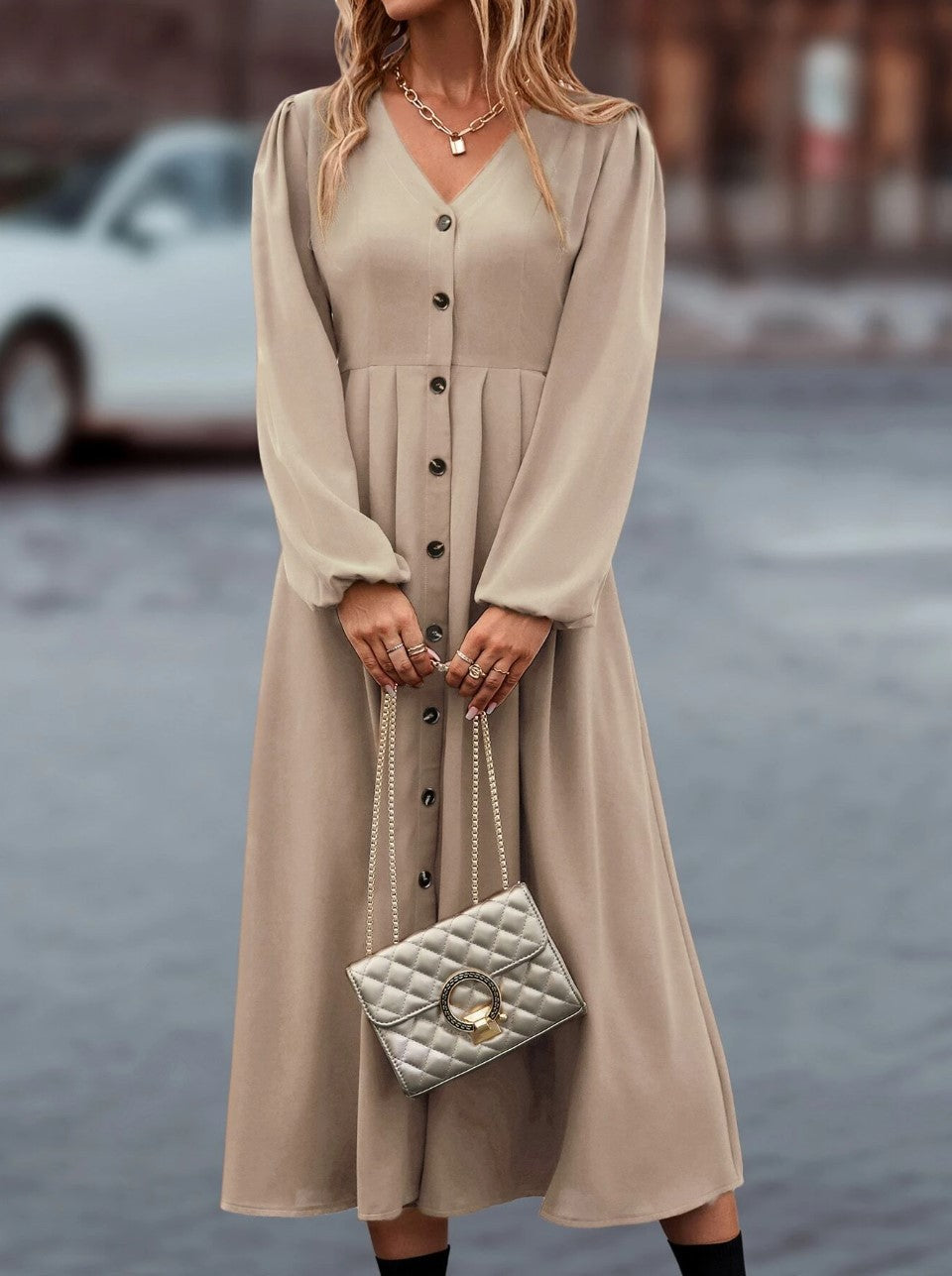 Vestido Elegante de Cintura Alta para mulheres - O Retalho