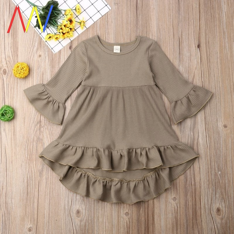 Vestidos elegantes infantil roupas de meninas com riscas - O Retalho