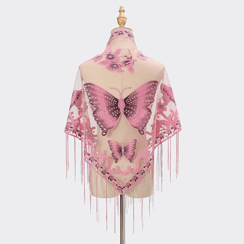 Lace Hollow-out Solid Color Triangle Women's Scarf - O Retalho
