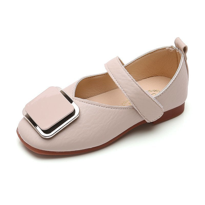 Sapatos pequenos de couro retrô com sola macia para meninas - O Retalho
