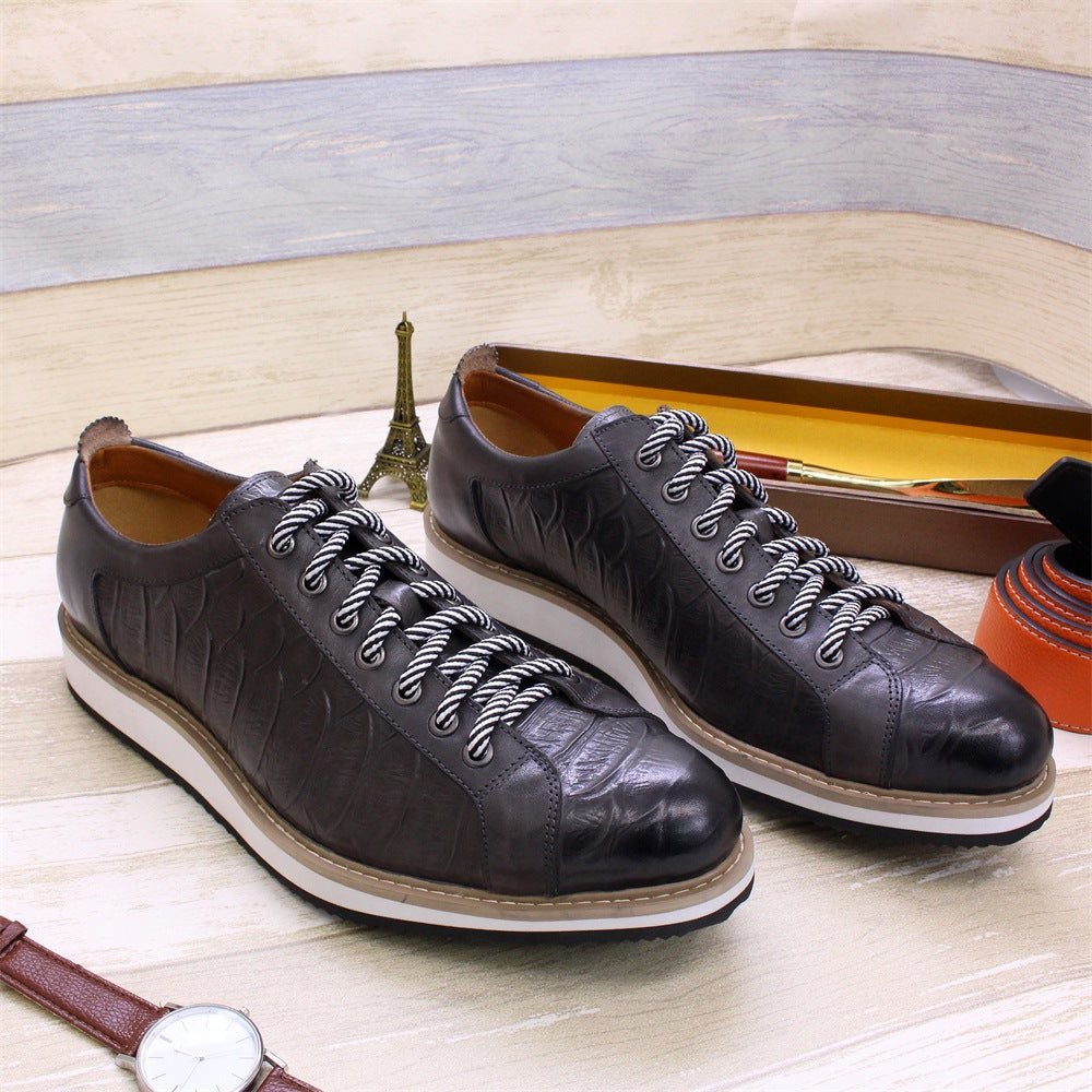 Sapatos artesanais em relevo com padrão de moda para homens - O Retalho