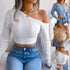 Crop top manga cumprida ombro irregular - O Retalho