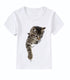 Camiseta infantil casual com estampa 3D de gato de manga curta - O Retalho