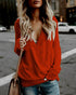V-neck long-sleeved t-shirt women loose clothes - O Retalho