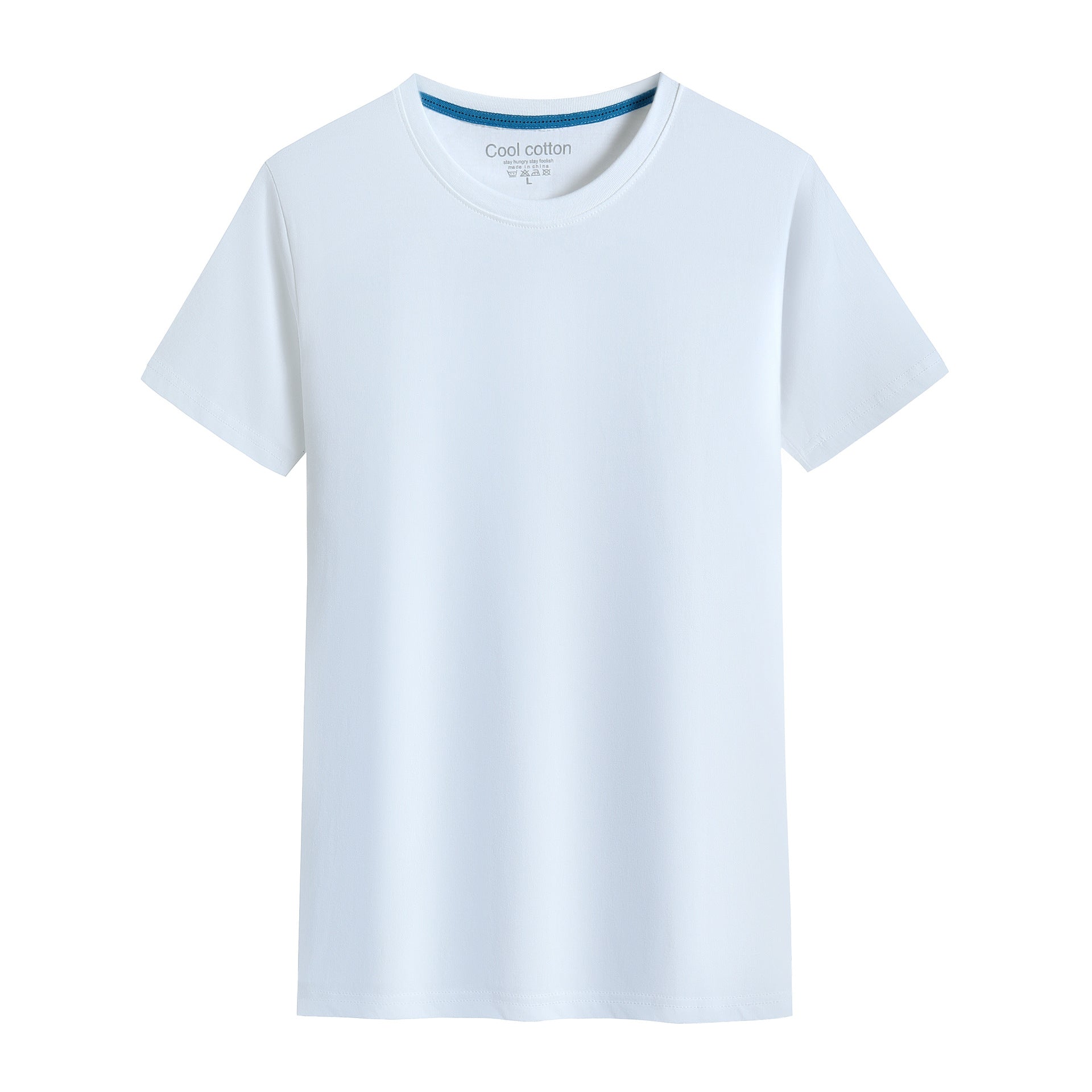 Cotton Blank With No Printed Patterns Round Neck Short T-shirt - O Retalho