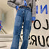 Calça com estampas jeans Largo para mulher - O Retalho