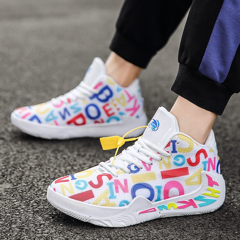 tênis de basquete feminino com estampa de grafite - O Retalho
