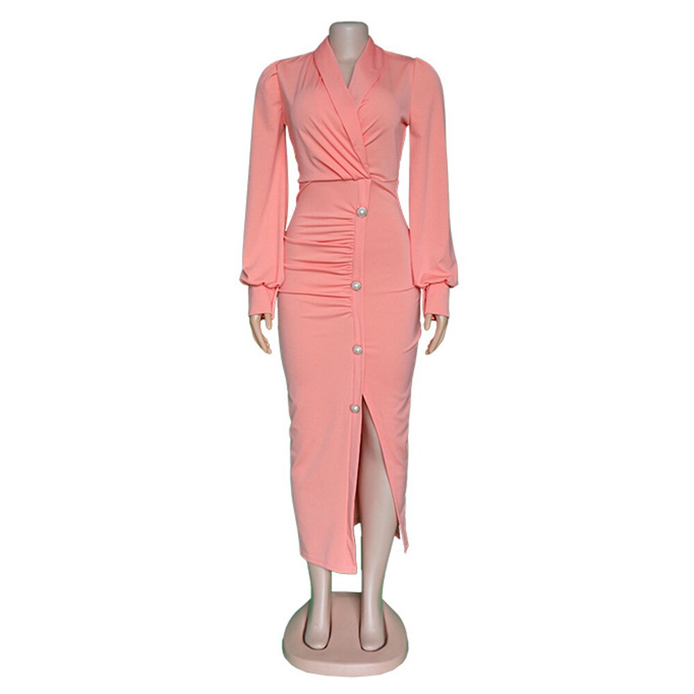Vestido rosa de mangas compridas - O Retalho