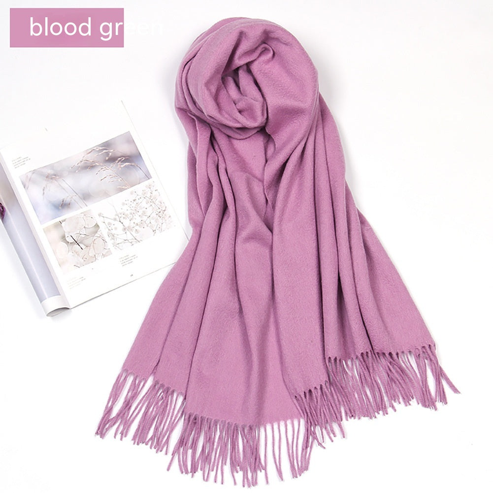 Women's Solid Color Lambswool Fringe Bib - O Retalho