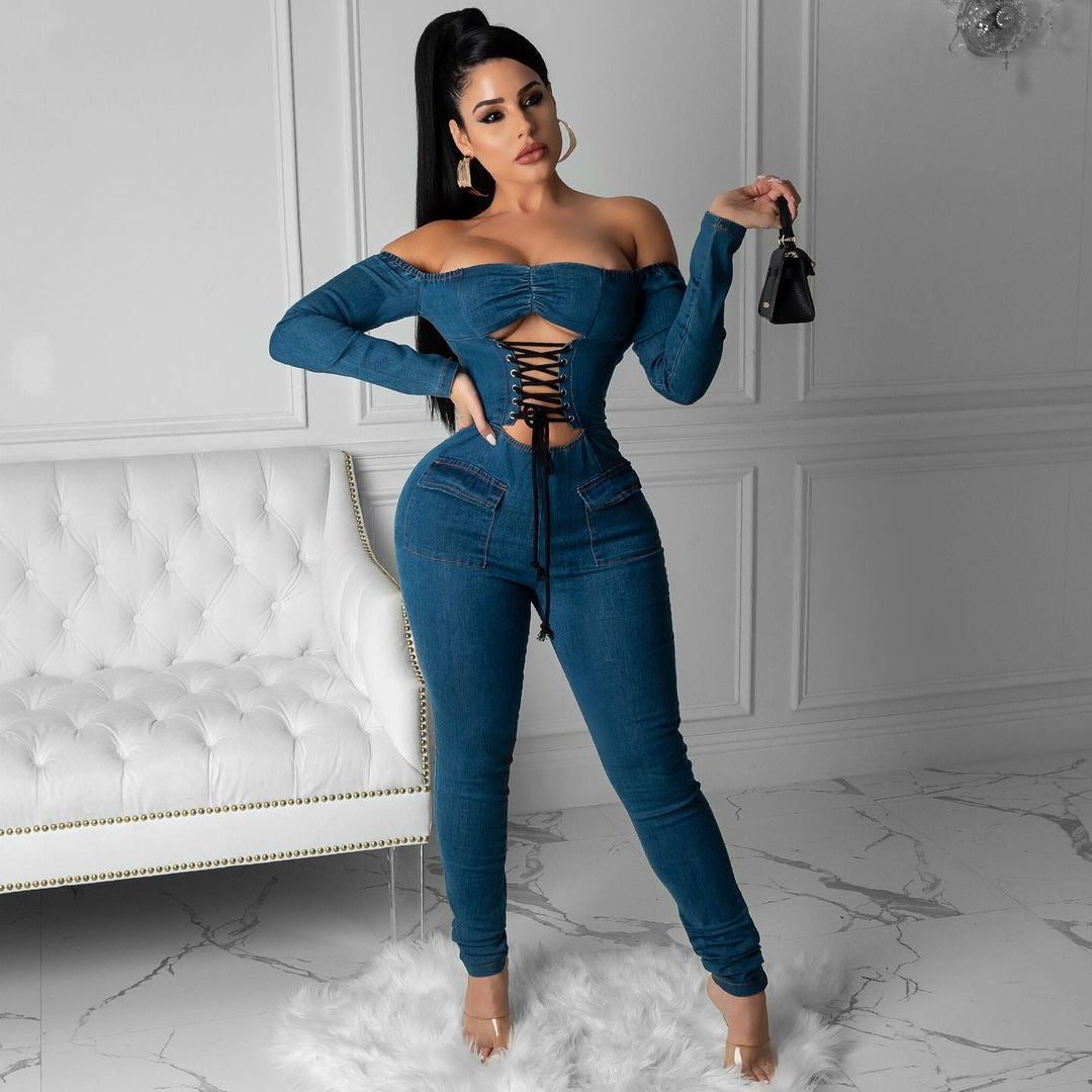 Macacão Jeans de Alça Única para Mulheres - O Retalho