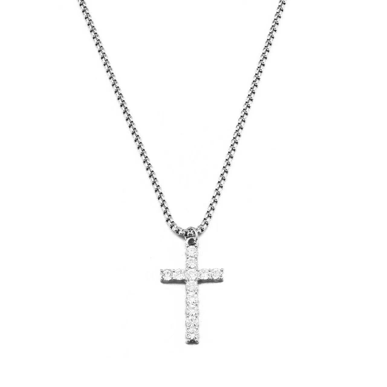 Colar com cruz de diamante para homens - O Retalho