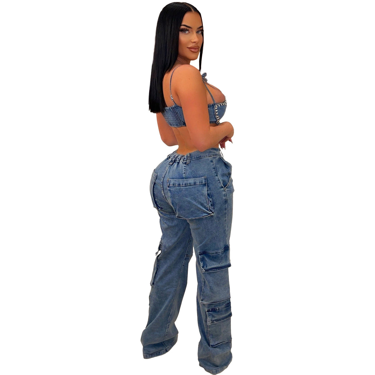 Calças Jeans com bolsos laterais - O Retalho