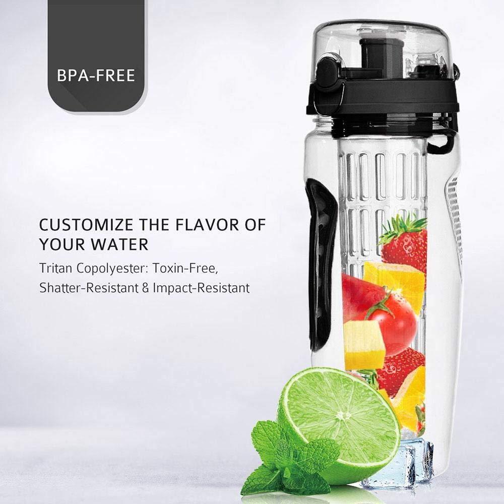 Garrafa de Água de 1000 ml Livre de BPA com Infusor de Frutas de Plástico - O Retalho