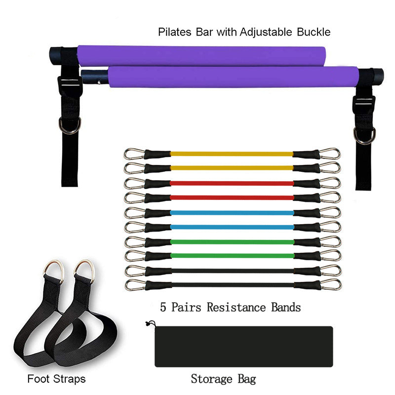 Fitness yoga pilates barra portátil acessórios de ginásio, esporte elástico musculação faixas resistência para treinador em casa - O Retalho