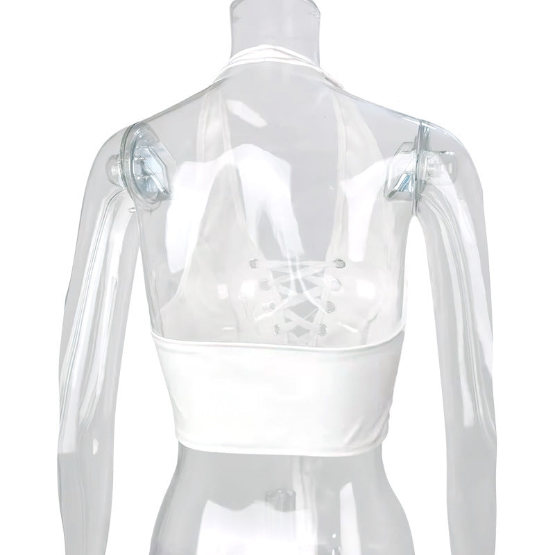 Crop top Translúcido Sem Costas e gola alta - O Retalho