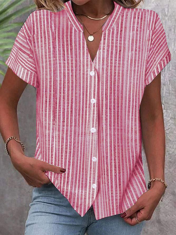 Camisa De Manga Curta Casual Listrada - O Retalho