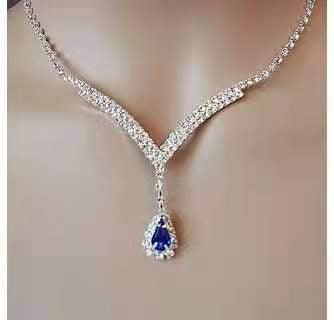 Colar de Zircônia Azul para Mulheres - O Retalho